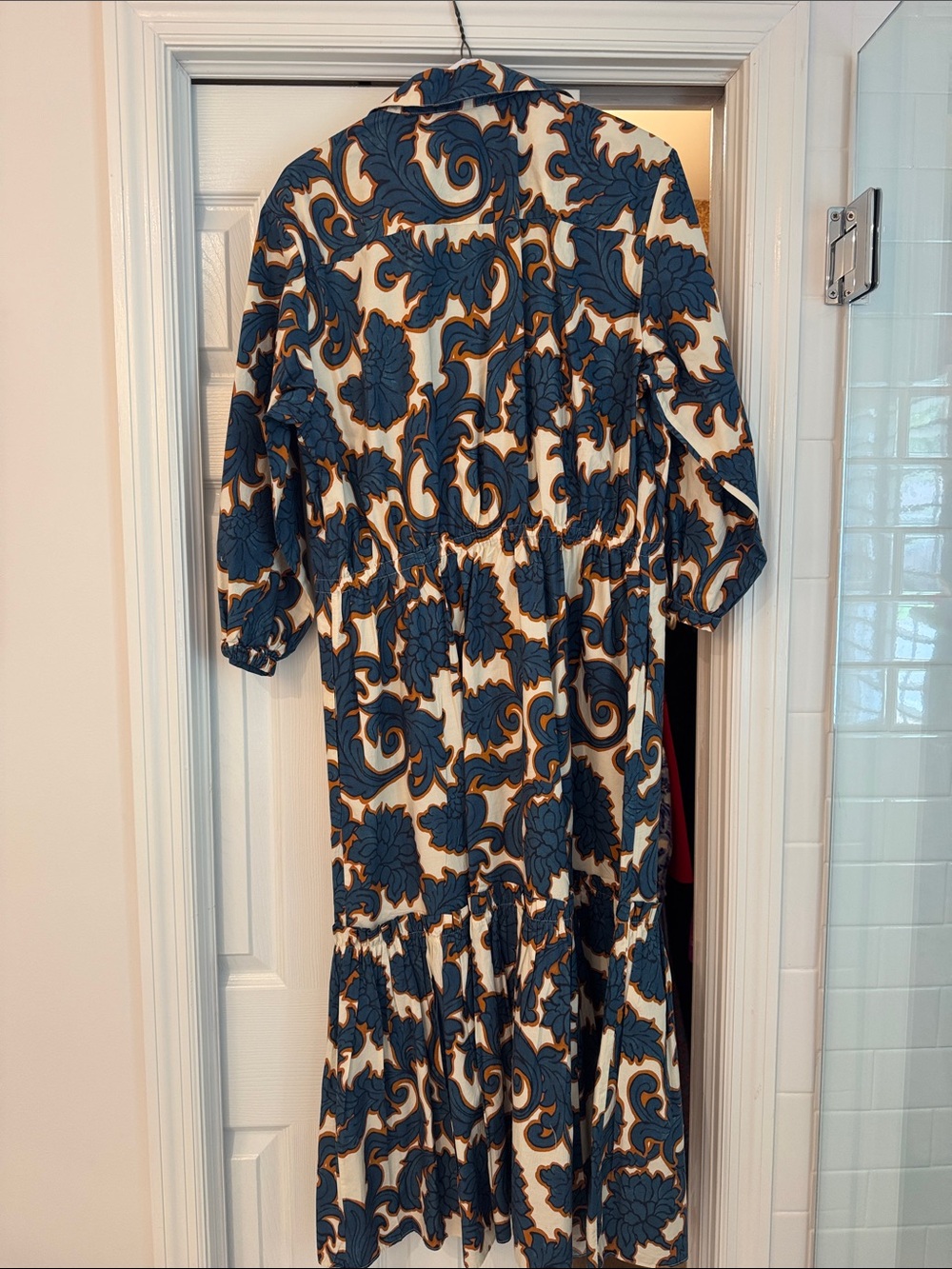 Cara Cara Navy and Cream Floral Scroll Midi Dress - Picture 3 of 3